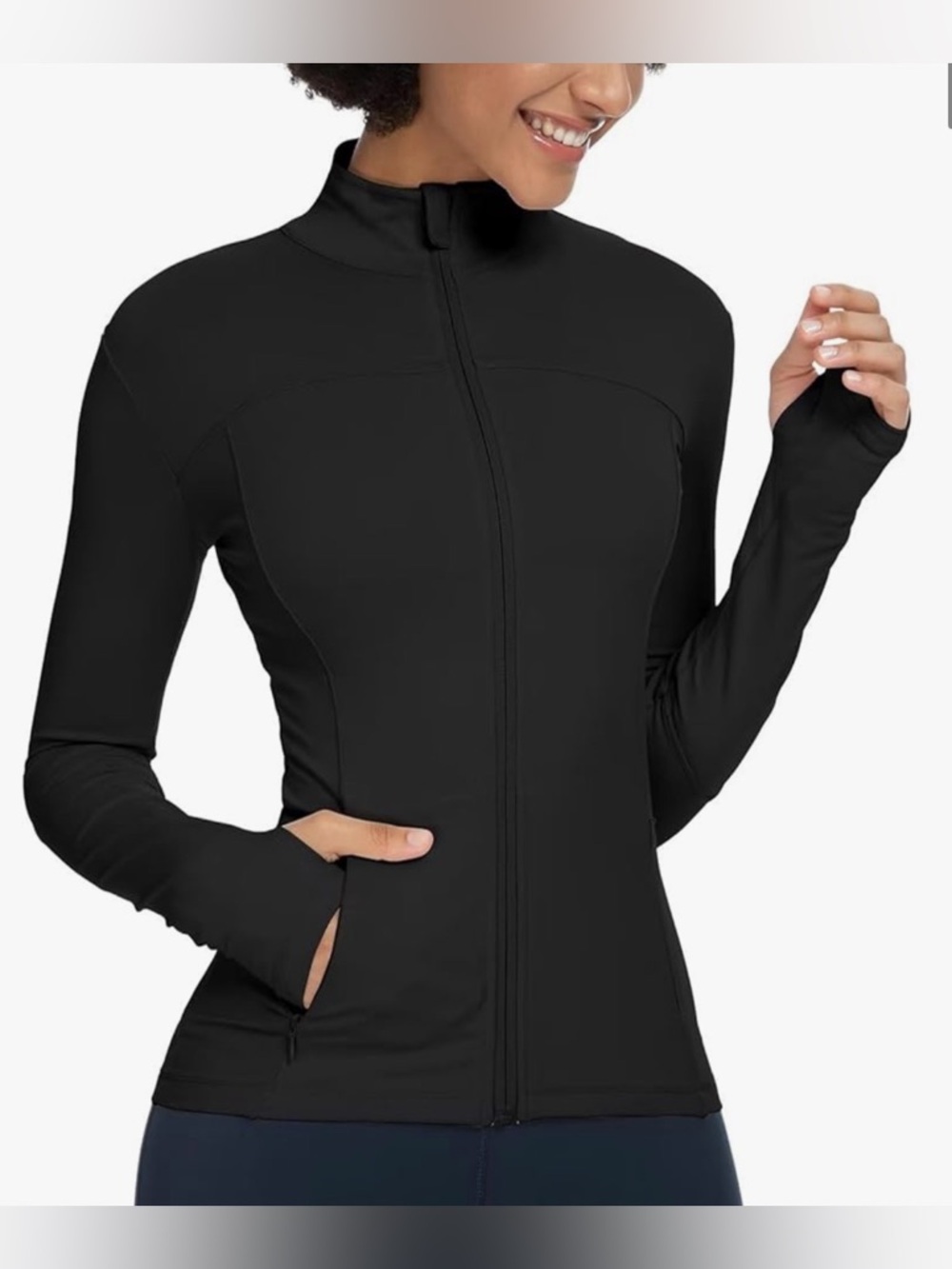 Black Full-Zip Women's Athletic Jacket Queenieke